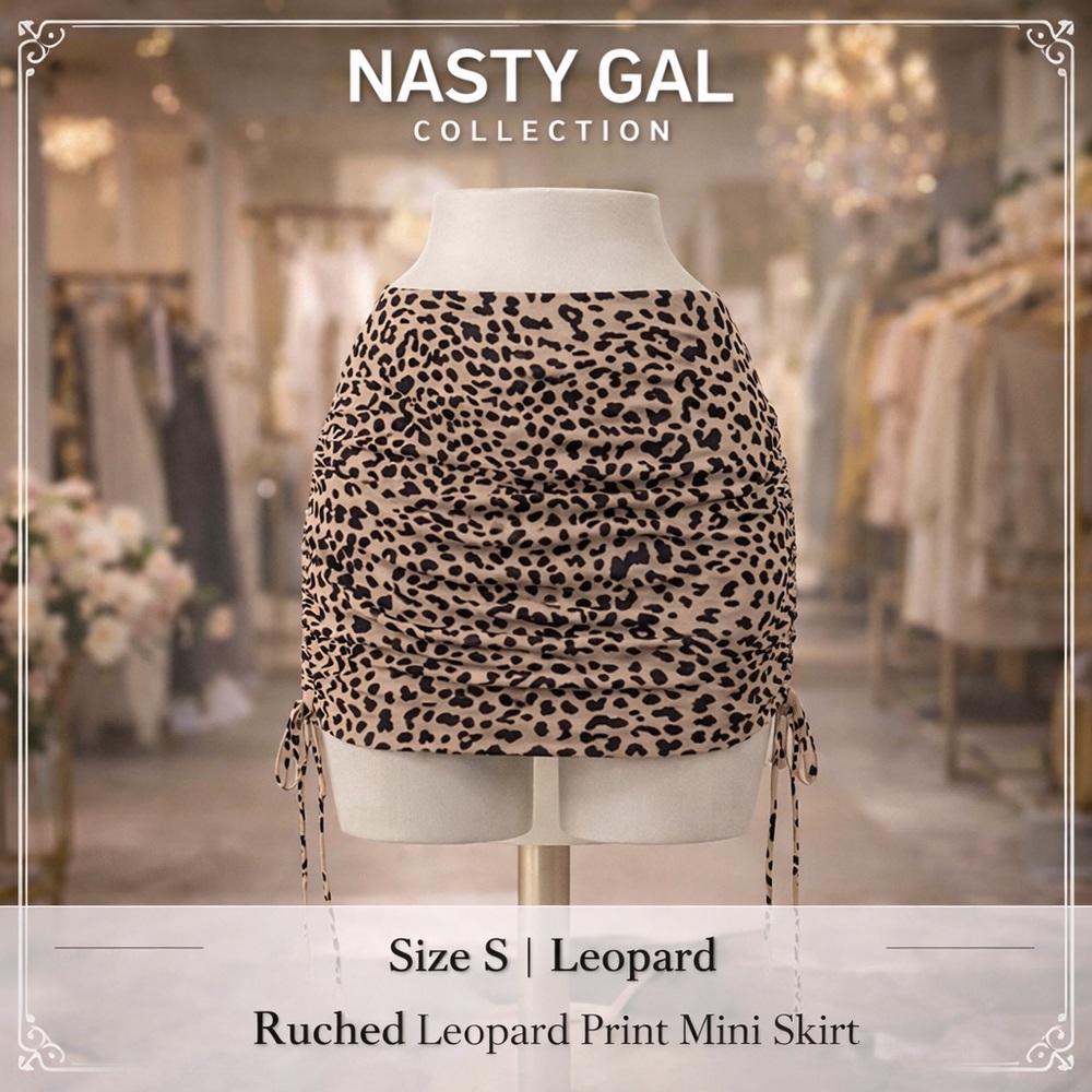 Nasty Gal Animal Print Side Ruched Mini Skirt - Size 4